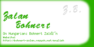 zalan bohnert business card